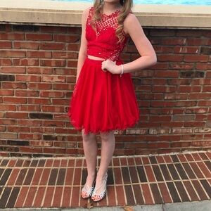2 Piece Red Formal Dress